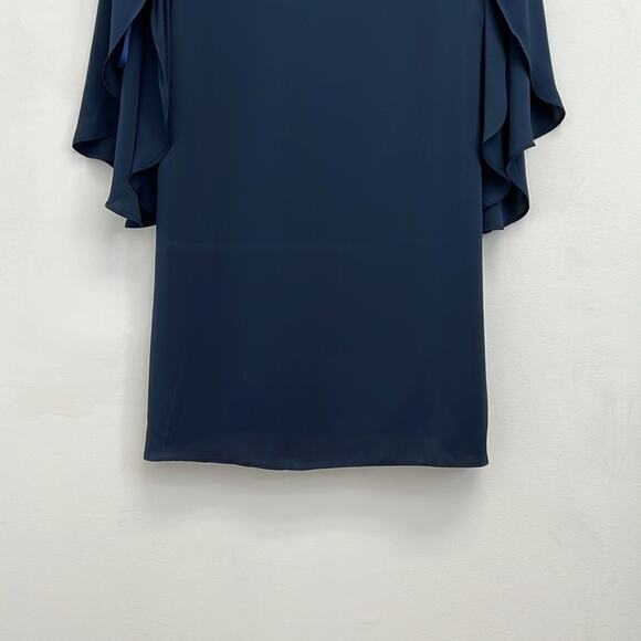 MILLY Butterfly Sleeve Silk Stretch Crepe Bateau Neckline Mini Shift Dress Size2 - Picture 9 of 15